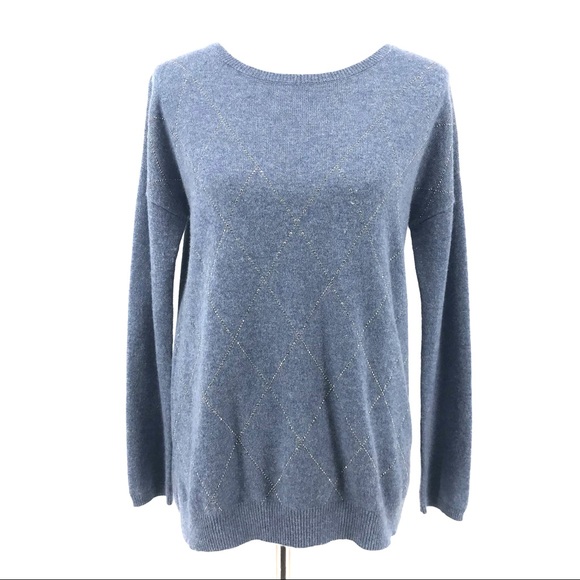Sofia Cashmere Sweaters - Sofia Cashmere Light Blue Long Sleeve Sweater